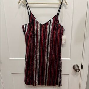 Bar III XL red, silver, and black sequins dress